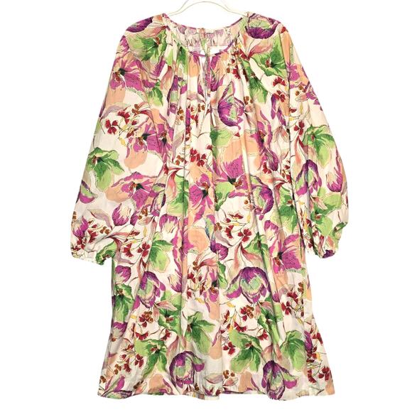 Robert Friedman Magda Floral Knee Length Dress Pullover Tunic Cotton Size XL NEW - Picture 1 of 8